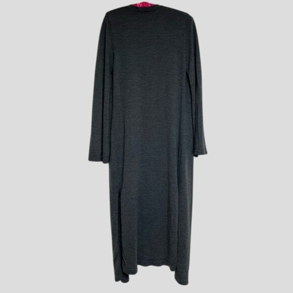 Max Studio Grey Open Front 100% Extra Fine Merino Wool Duster Cardigan - Picture 4 of 14
